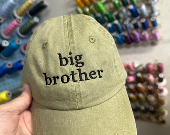 Sombrero de hermano mayor -gorra de béisbol de niño - gorra de béisbol teñida de pigmento - sombrero de niño pequeño- sombrero de hermano mayor bordado - sombrero de anuncio de embarazo