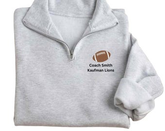 刺繍入りフットボール コーチ クォータージップ - コーチ プルオーバー - フットボール バーシティ プルオーバーをカスタマイズ - フットボール クォータージップ
