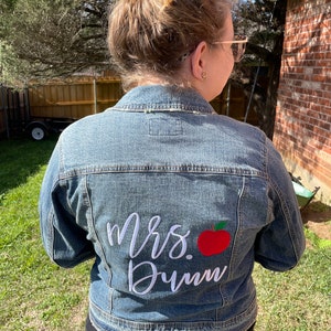 Embroidered Teacher Jean Jacket - Personalized Jean Jacket