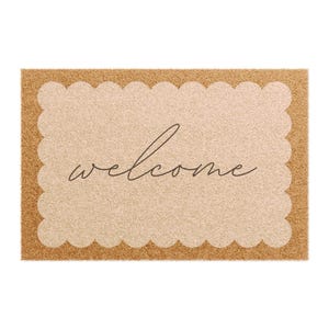 Scalloped Welcome Doormat - Stylish Entryway Mat for Home Decor