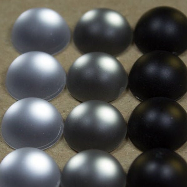 4 pcs Lunasoft Cabochon 12 mm Lucite Cabochons round 12 mm Colour black grey