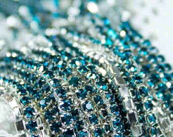 SALE Rhinestone Trim Rhinestone Trim 10mm Rhinestone Tube Chain Silver Chain Rhinestone Chain By the Foot