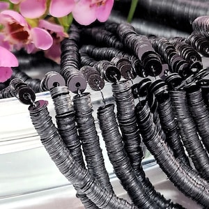 20cm 3mm Sequins on thread BLACK Luneville embroidery sequins, Tambour embroidery, sequins on strand, higth quality flat sequins on string