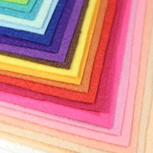 5ps Great Hard Felt A4 20x30mm felt sheets, 12"x 10", thickness 1mm, 100% Polyester felt Colour mix