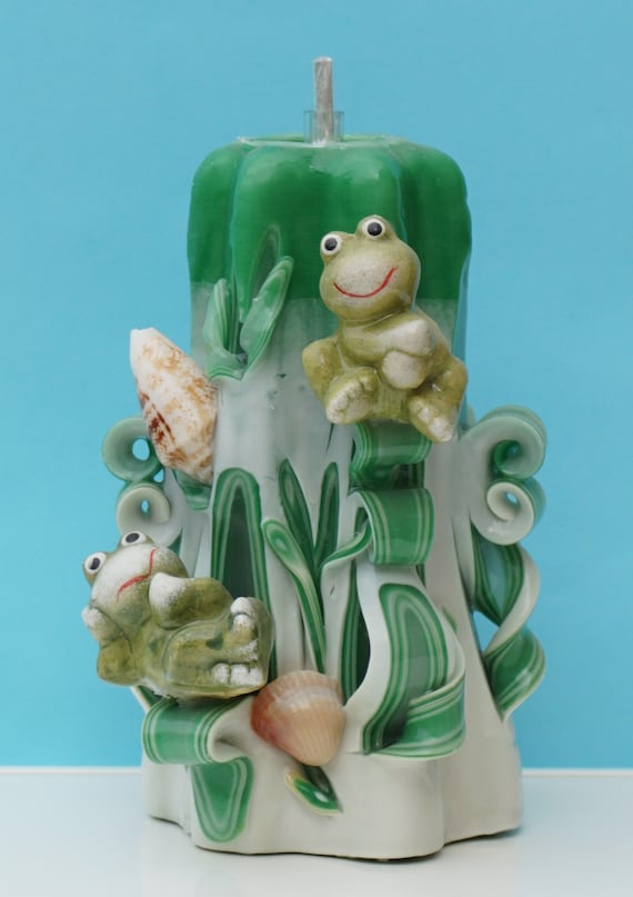 No melting Carved candle with frogs Etsy
