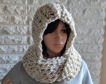Handmade Hooded Infinity Scarf: Acrylic Wool Blend Scoodie