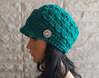 Instant Download PDF pattern for cluster stitch newsboy hat, women&#39;s newsboy hat pattern, pageboy hat pattern, fall, winter, spring fashion