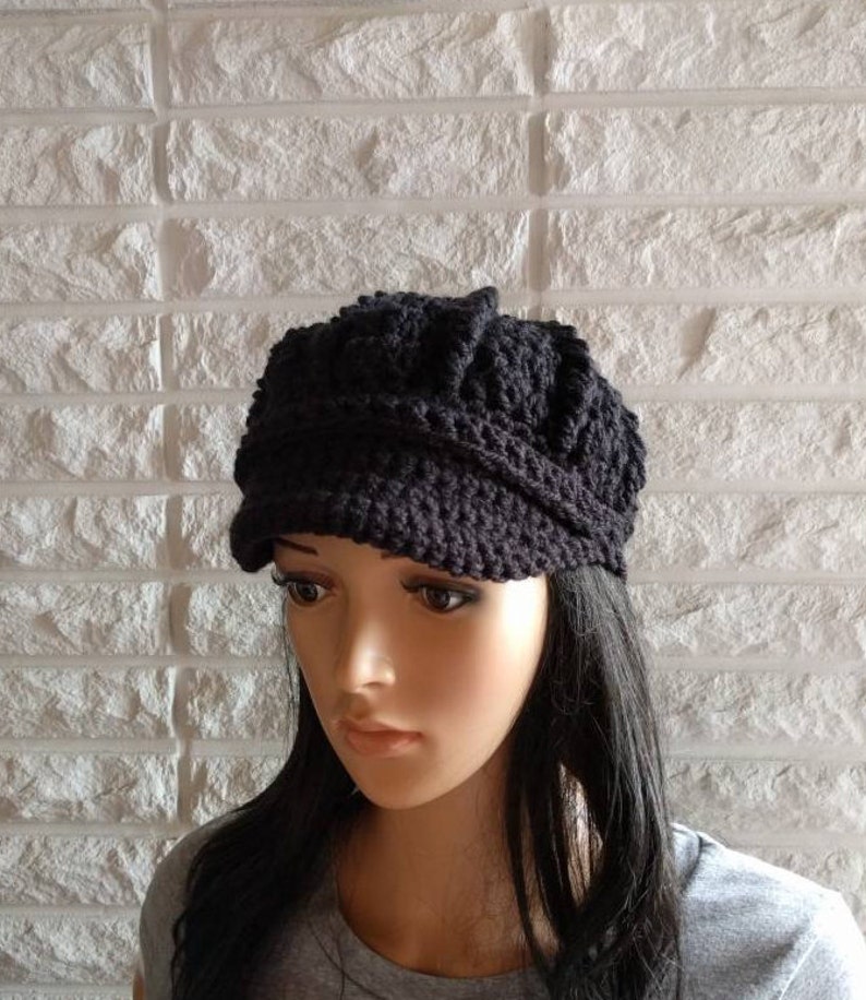 Women's Black Newsboy Hat Black Pageboy Black Cadet Cap Etsy