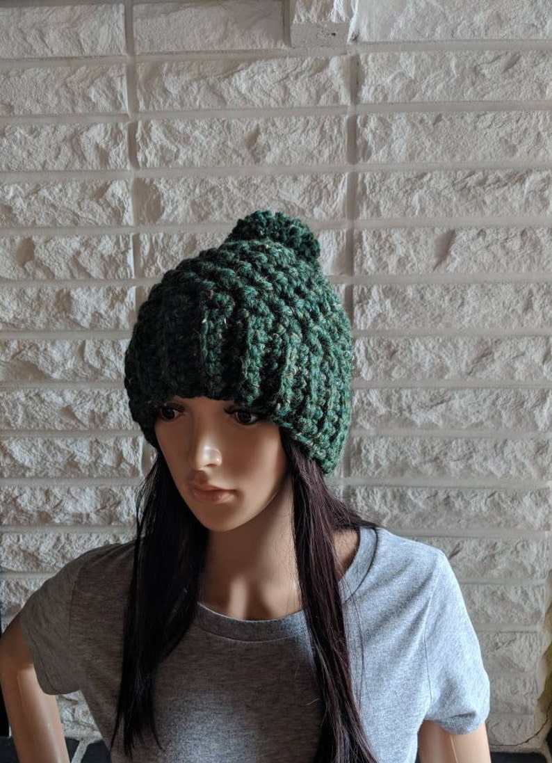 Women's chunky hat green winter beanie women's green | Etsy