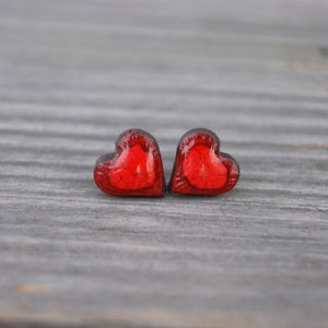 Little red heart earrings, Ceramic studs, red earrings, heart studs, ceramic earrings, surgical steel posts, earrings for girl
