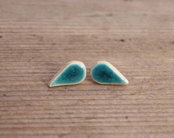 surgical steel turquoise studs drop studs Earrings Ceramic turquoise drop studs earrings ceramic jewelry hypoallergenic jewelry