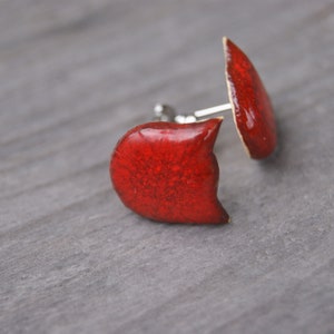 Red Ceramic Kitty Head Earrings with Surgical Steel Pins and Elegant Gift Box image 5