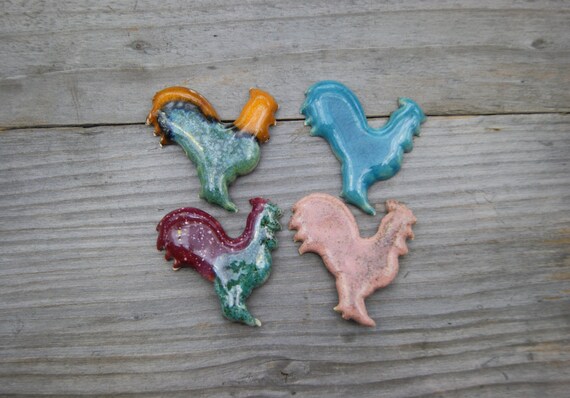 Rooster magnet, cockerel magnet, ceramic rooster, farm magnet, Red rooster, green rooster, blue rooster, turquoise rooster, chicken magnet