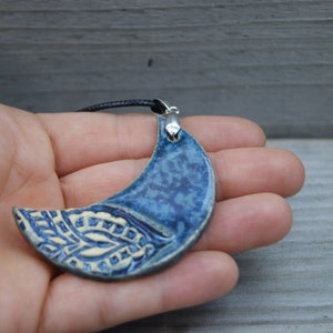 Blue Mooncover pendant, Ceramic necklace, elegant pendant, ceramic blue moon pendant, girlfriend gift, blue ceramic pendant, girlfriend gift image 4