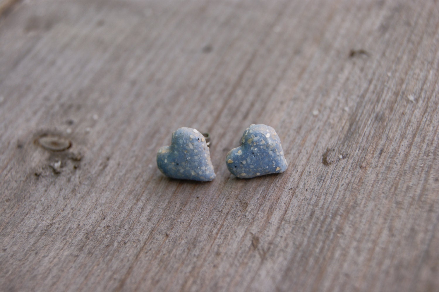 2 Big sky blue heart stud earrings blue earrings blue stud womens gift ceramic heart earrings Ceramic stud surgical steel stud