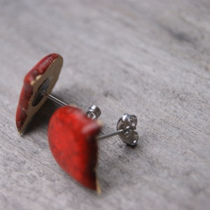 Red Ceramic Kitty Head Earrings with Surgical Steel Pins and Elegant Gift Box image 7