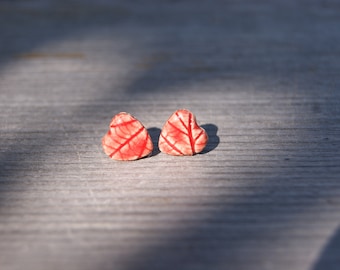 Tiny red heart stud earrings, Ceramic stud, ceramic heart earrings, red earrings, surgical steel, one of a kind red stud, tiny red earrings