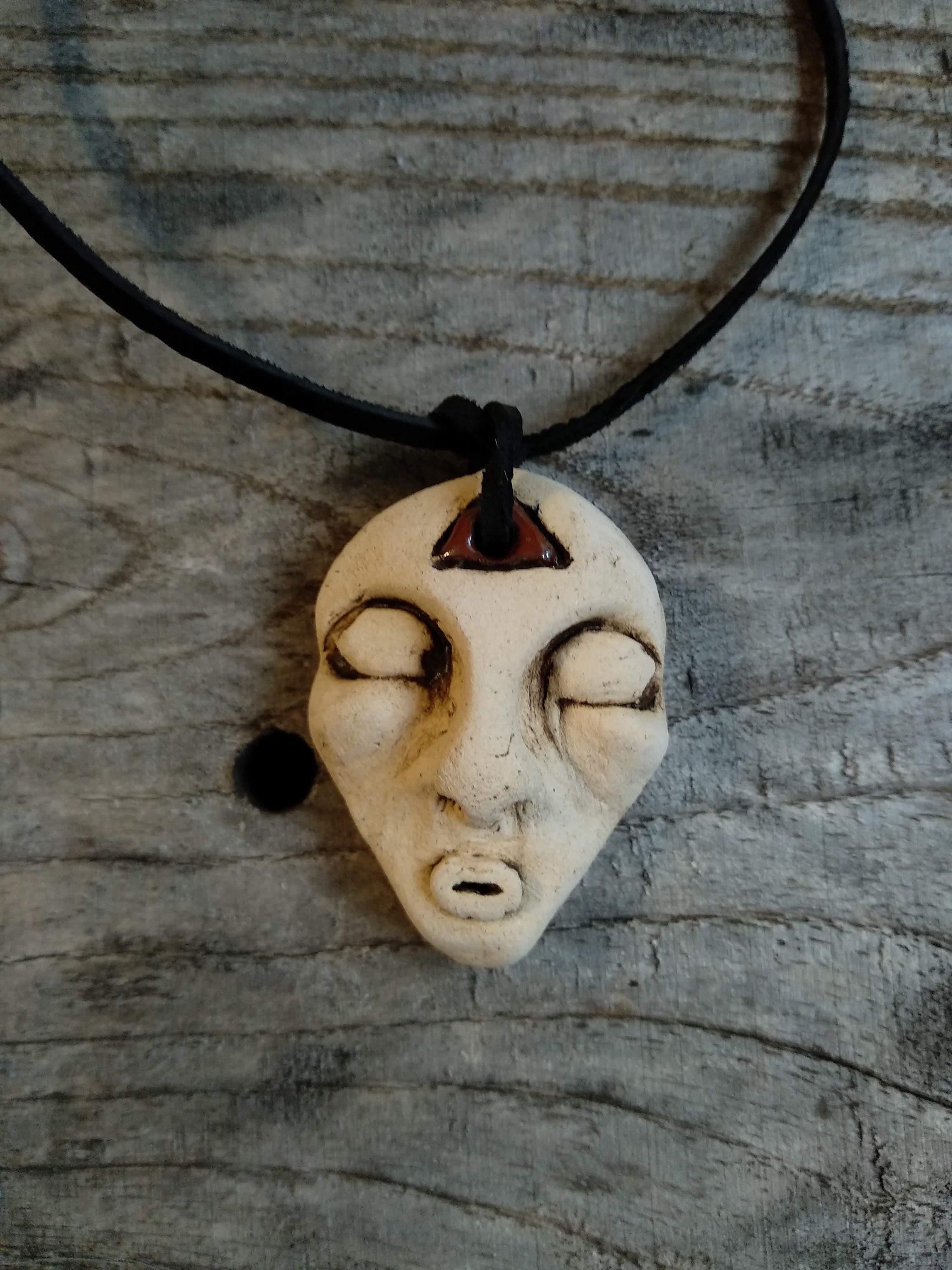 Alien Face Pendant, Ceramic Necklace, Face Mask Pendant, Ceramic ...
