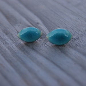 Turquoise ellipse studs earrings, Ceramic studs, ceramic turquoise studs, ellipse earrings, turquoise earrings, surgical steel