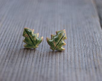 Christmas tree studs earrings, Ceramic studs, ceramic green, studs ceramic, Christmas tree, ceramic earrings, woman gift, Christmas earrings