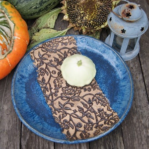 Ceramic blue dish, plate with ornament, bohemian dish, serving plate, blue plate, cake plate, a plate for snacks ,fruit plate, housewarming image 2