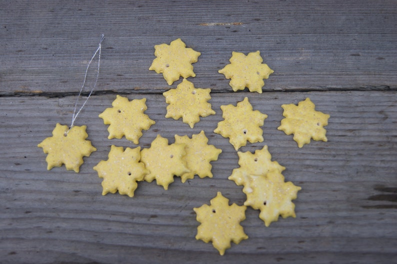 Yellow elegant handmade ceramic snowflake/star on the Christmas tree, christmas decor, christmas snowflake, Christmas tree decor, snowflake image 2