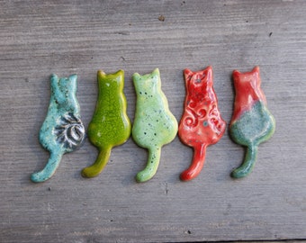 De katmagneet van de koelkast, De ijskastmagneet van de ceramische kat, groene kat, rode kat, ceramische kattenmagneet, giften voor kattenminnaars, katteninzameling