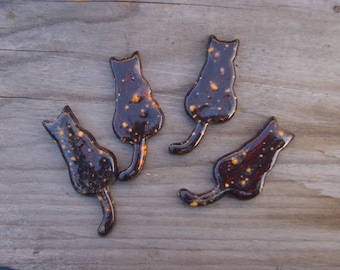 Imán de gato marrón de cerámica, regalo para amantes de los gatos, imán de gato de cerámica, imán de gato atigrado, regalo de gato, dueño de gato, imán de cocina para gatos,