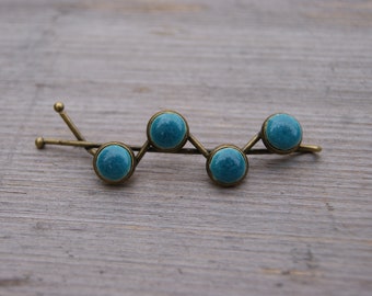 Ceramic turquoise hair clip, gift idea, Ceramic hair clip, blue hair decor, blue hair clip, hair style pin, christmas hair pin, vintage clip