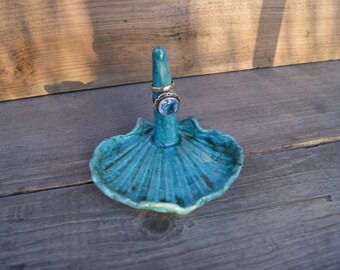 Turquoise ring holder, ceramic ring dish, Ring Dish, Turquoise Dish, Turquoise Ring Dish, Jewelry Holder, Trinket Dish, Ring Holder