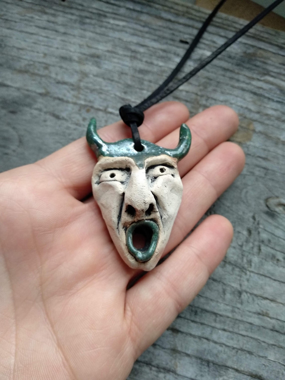 Devil Face Pendant, Ceramic Face Necklace, Elegant Pendant, Ceramic ...