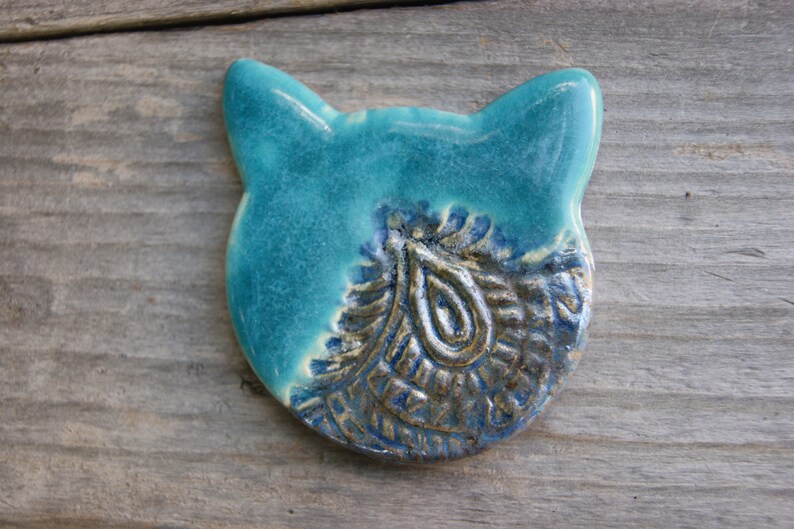 Ceramic cat head magnet, Green cat, blue cat, Turquoise cat, red cat head magnet, Ceramic kittens refrigerator magnet, gifts for cat lovers Turquoise cat