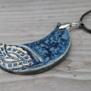 Blue Mooncover pendant, Ceramic necklace, elegant pendant, ceramic blue moon pendant, girlfriend gift, blue ceramic pendant, girlfriend gift image 8