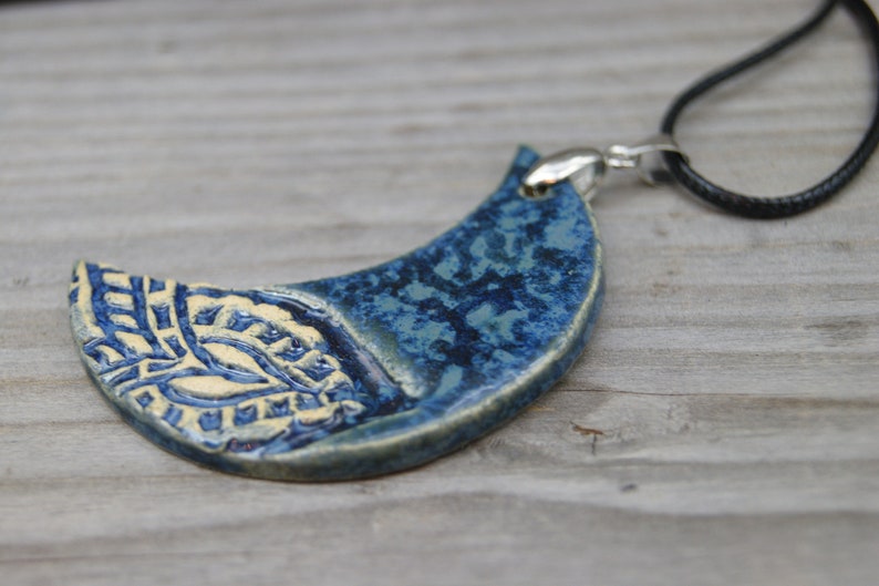 Blue Mooncover pendant, Ceramic necklace, elegant pendant, ceramic blue moon pendant, girlfriend gift, blue ceramic pendant, girlfriend gift image 8
