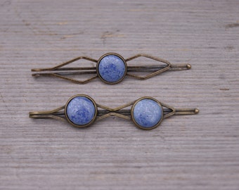 Ceramic blue hair clip, hair decoration, Ceramic hair clip, hair decoration, vintage hair pin, blue hair clip, blue bobby pin, blue hair pin