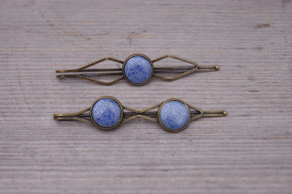 Ceramic blue hair clip, hair decoration, Ceramic hair clip, hair decoration, vintage hair pin, blue hair clip, blue bobby pin, blue hair pin