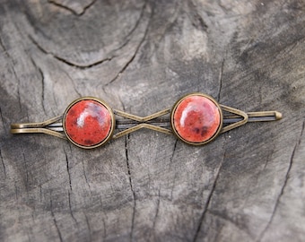 Ceramic hair clip, red hair clip, hair pin for sister, hair decoration, ceramic hair decoration, hand made hair clip, Hair Jewelry