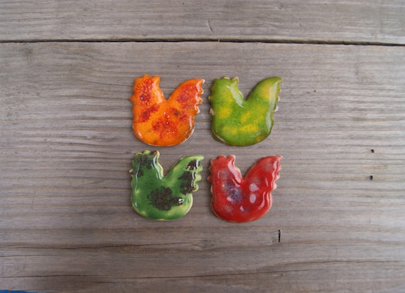 Cute chick magnet, ceramic chicken magnet, simple gift, Red chicken, Green chicken magnet, Orange chicken, farm magnet, chicken farm gift