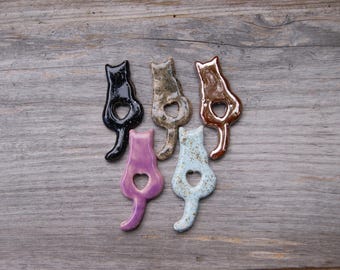 Ceramic cat fridge magnet, gift for cat lovers, Purple cat, ceramic magnet, Black cat, Gray cat, gold cat with a tail, blue cat magnet