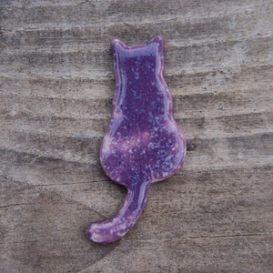 Cat fridge magnets, Ceramic kittens, refrigerator magnets, ceramic cat magnet, purple cat, Yellow cat, Green cat, striped cat, cats magnet Purple cat