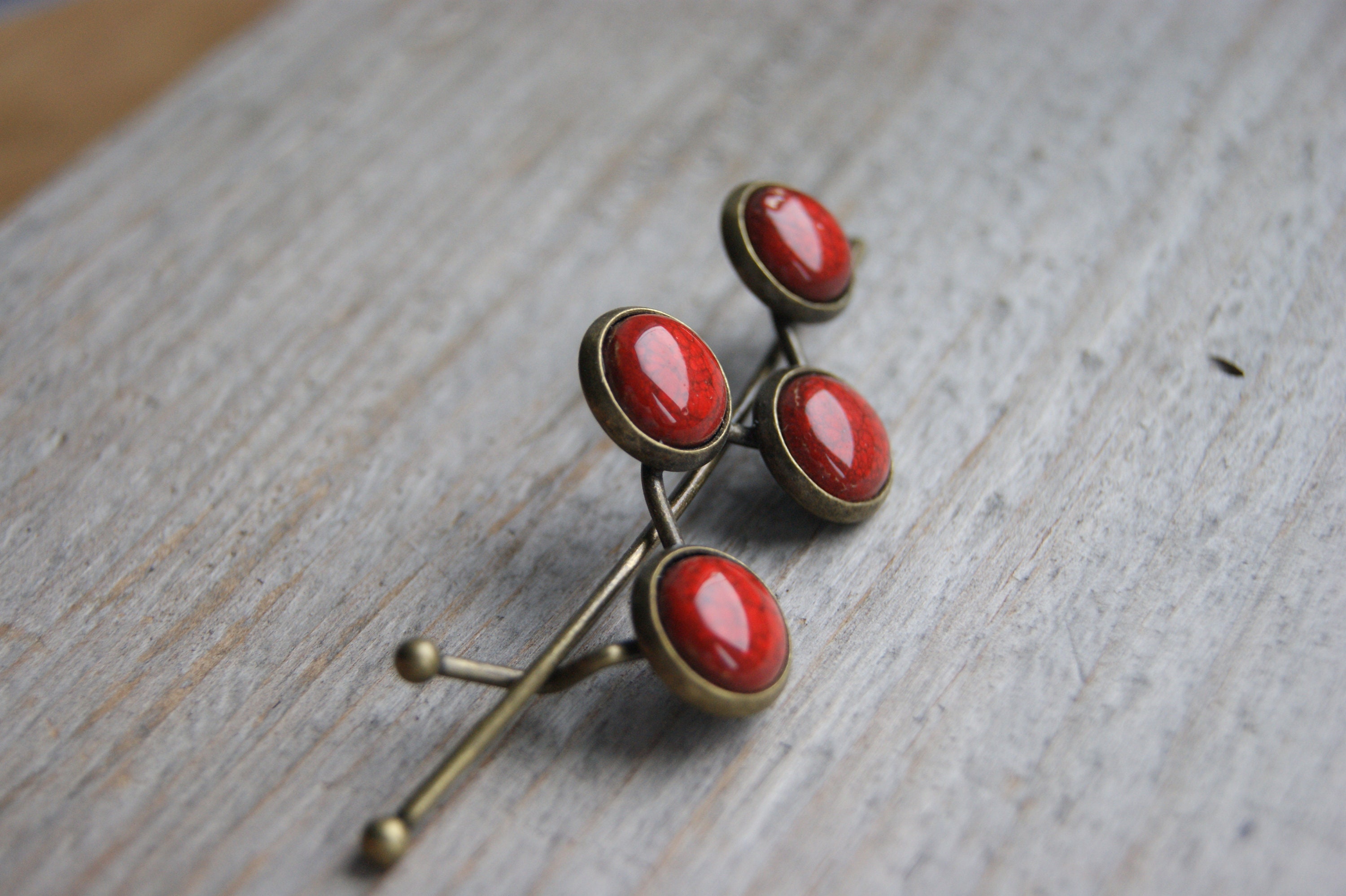 Ceramic red hair clip red hair pin red vintage hair clip Etsy