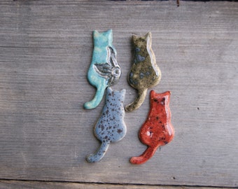 Cool Cat magnets, cat gift, gift for cat lovers, refrigerator magnet, Grey cat, Turquoise cat, red cat, handmade magnet, blue cat, cat gift
