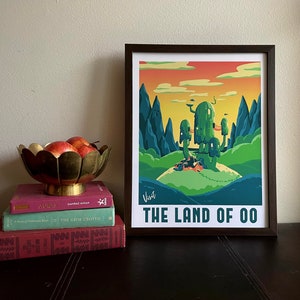 Land of Ooo Travel Poster Print - Adventure Time Fanart Destination Poster, National Parks-style