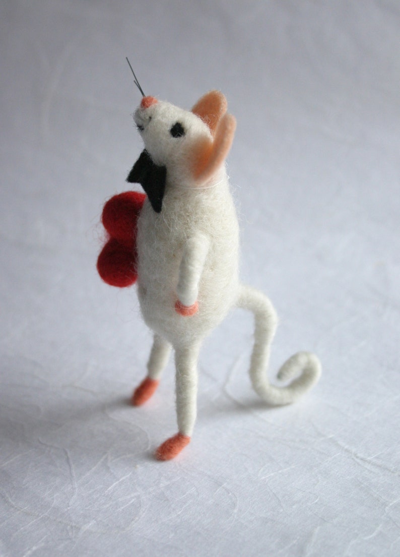 Handgemachte Filzmaus Figur - Nadelfilz Tier Dekoration Für Weihnachten