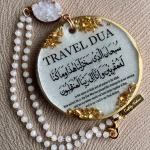 White and Gold Travel Dua Hanging Car Ornament