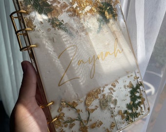 Ivory Foliage Refillable Resin Notebook - personalised