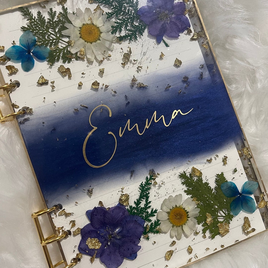 Pretty Blue Notebook Deep Blue Floral Refillable Notebook - Personalised - Etsy