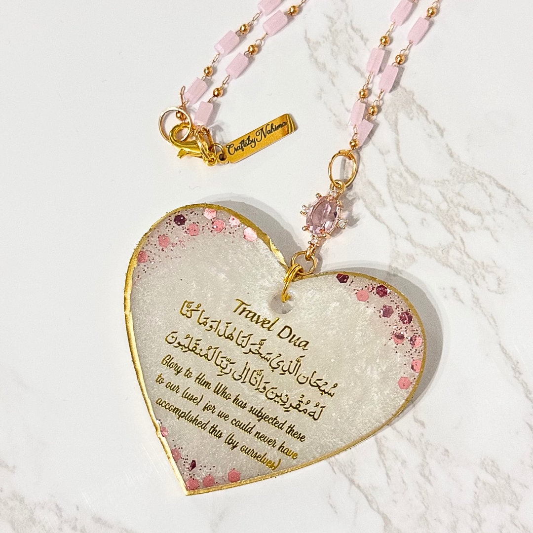 Pink Heart Cubic Zirconia Charm Car Hanging Travel Dua Ornament - Etsy