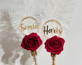 Rote Rose Nikkah Stifte - Hochzeit, Braut - Individuell, personalisiert