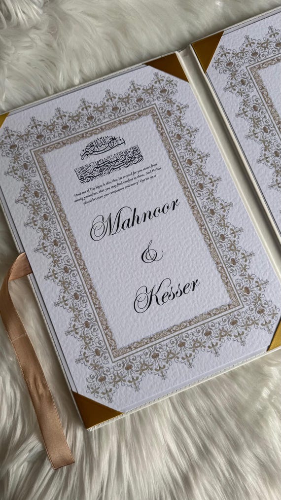 Personalized Nikkah Gift Set: Islamic Wedding Keepsake Box, Pen & Folder